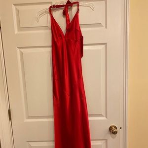 Red Silk Halter Gown